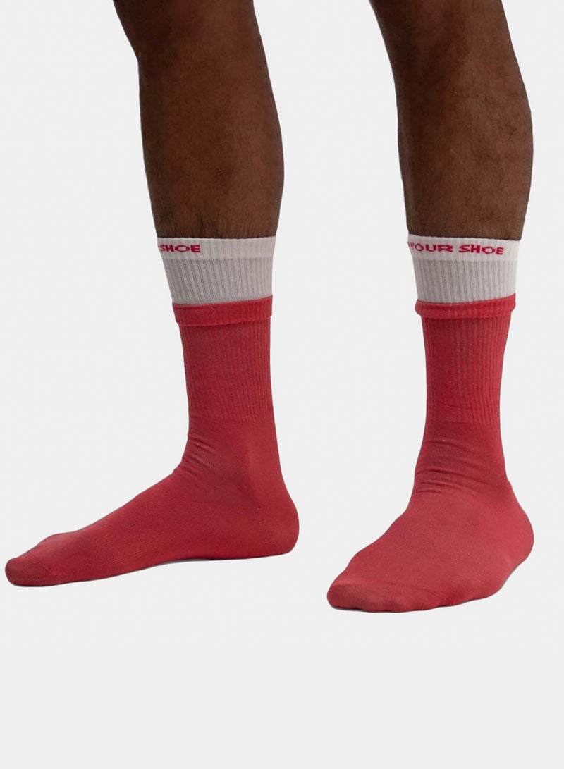 Creme Hot Pink Double Layered Neck Socks